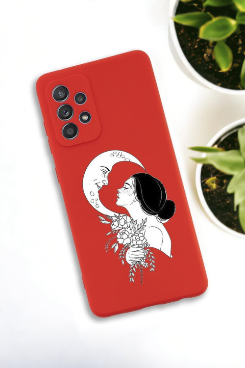 Samsung Galaxy A73 Uyumlu Moon And Women Desenli Premium Silikonlu Lansman Telefon Kılıfı
