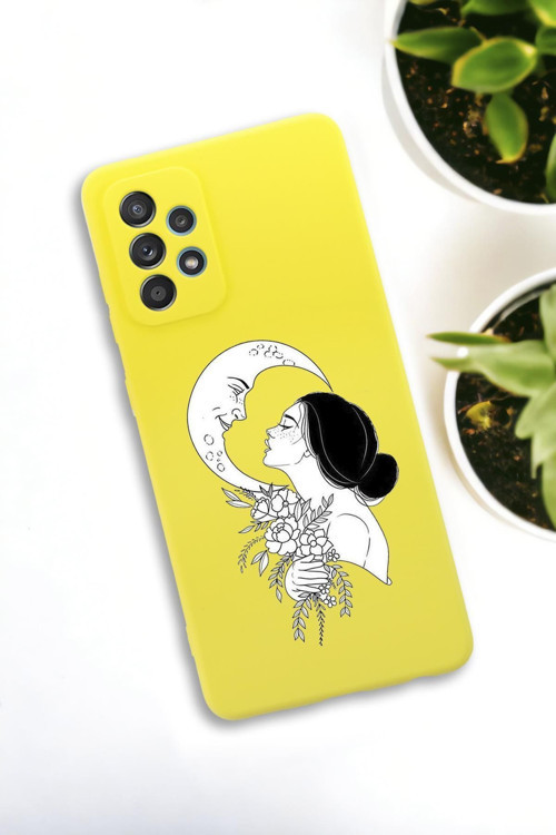 Samsung Galaxy A73 Uyumlu Moon And Women Desenli Premium Silikonlu Lansman Telefon Kılıfı