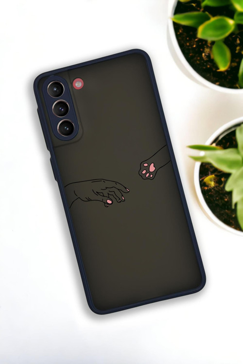 Samsung S21 Plus Uyumlu Hand And Paw Desenli Buzlu Şeffaf Lüx Telefon Kılıfı