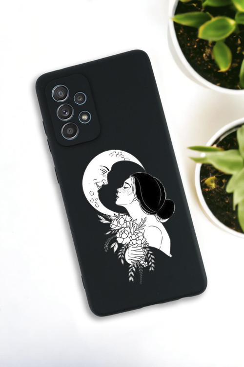 Samsung Galaxy A73 Uyumlu Moon And Women Desenli Premium Silikonlu Lansman Telefon Kılıfı