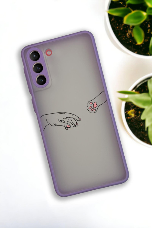Samsung S21 Plus Uyumlu Hand And Paw Desenli Buzlu Şeffaf Lüx Telefon Kılıfı