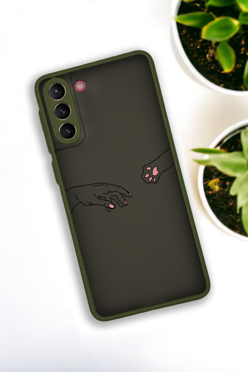 Samsung S21 Plus Uyumlu Hand And Paw Desenli Buzlu Şeffaf Lüx Telefon Kılıfı
