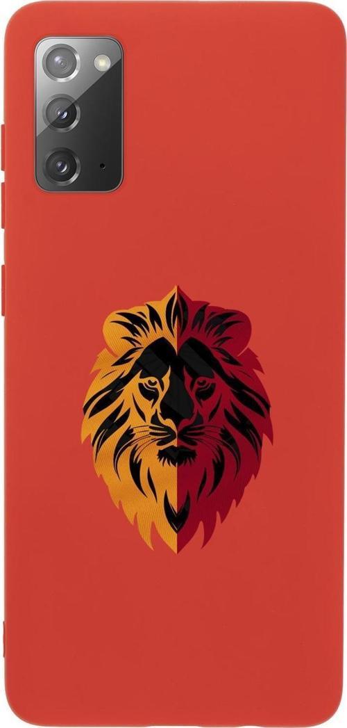 Samsung Note 20 Uyumlu Sarı Kırmızı Aslan Desenli Premium Silikonlu Telefon Kılıfı
