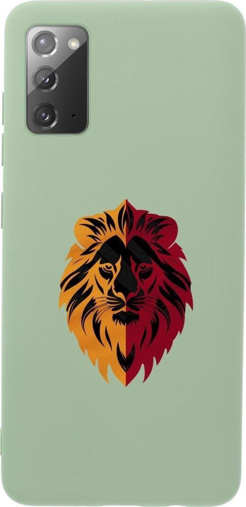 Samsung Note 20 Uyumlu Sarı Kırmızı Aslan Desenli Premium Silikonlu Telefon Kılıfı