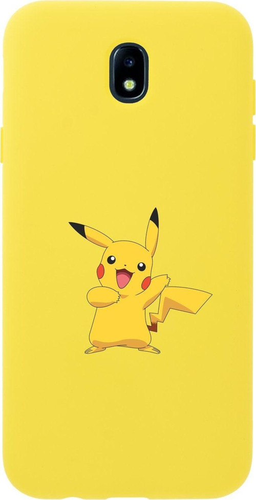 Samsung J7 Pro Pikachu Premium Silikonlu Sarı Telefon Kılıfı