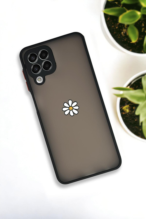 Samsung Galaxy M33 Uyumlu Papatya Desenli Buzlu Şeffaf Lüx Telefon Kılıfı