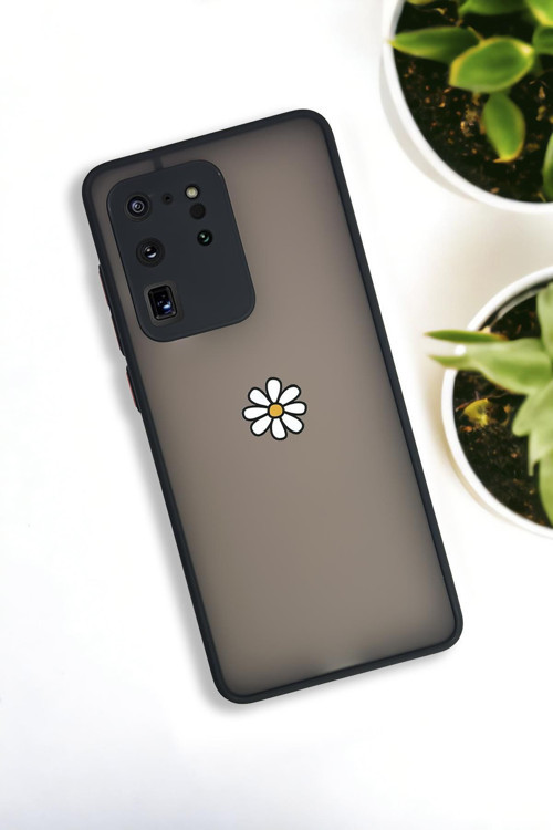 Samsung S20 Ultra Uyumlu Papatya Desenli Buzlu Şeffaf Lüx Telefon Kılıfı
