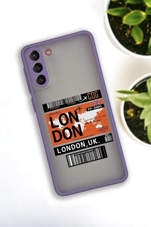 Samsung S21 Plus Uyumlu London Yaprak Desenli Buzlu Şeffaf Lüx Telefon Kılıfı