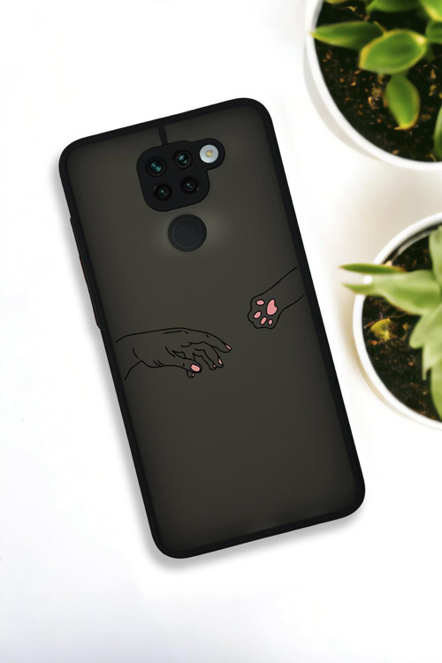 Xiaomi Redmi Note 9 Uyumlu Hand And Paw Desenli Buzlu Şeffaf Lüx Telefon Kılıfı