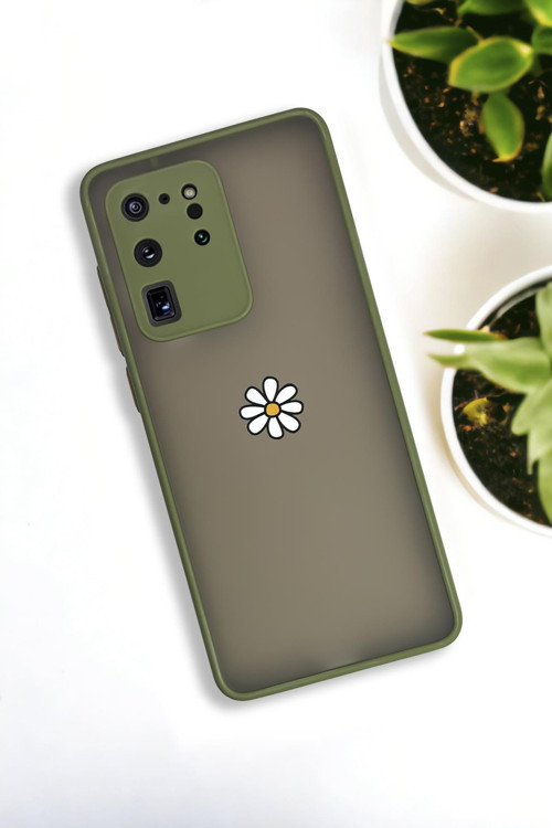 Samsung S20 Ultra Uyumlu Papatya Desenli Buzlu Şeffaf Lüx Telefon Kılıfı