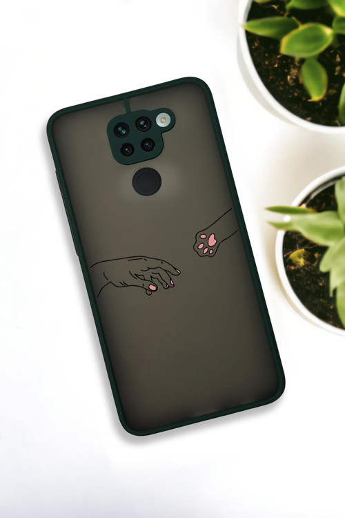 Xiaomi Redmi Note 9 Uyumlu Hand And Paw Desenli Buzlu Şeffaf Lüx Telefon Kılıfı