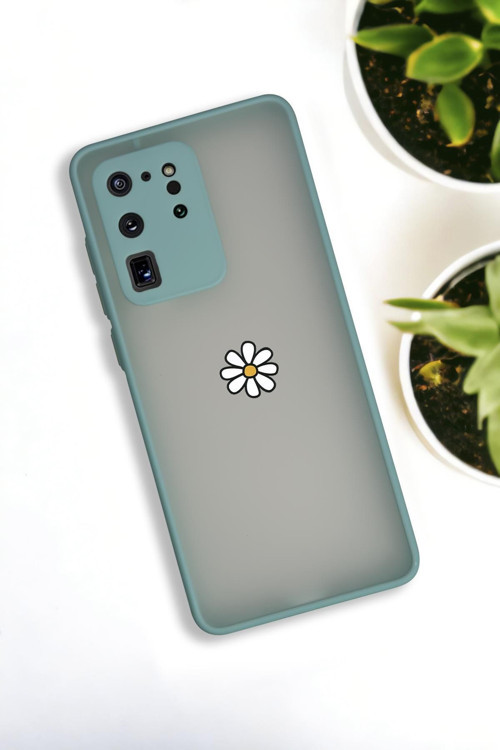 Samsung S20 Ultra Uyumlu Papatya Desenli Buzlu Şeffaf Lüx Telefon Kılıfı