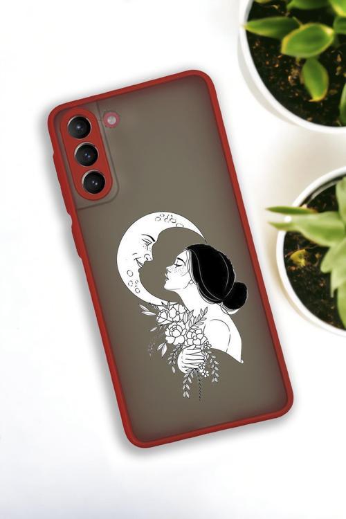 Samsung S21 Plus Uyumlu Moon And Women Desenli Buzlu Şeffaf Lüx Telefon Kılıfı