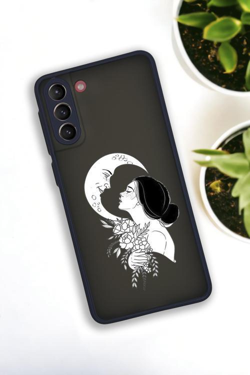 Samsung S21 Plus Uyumlu Moon And Women Desenli Buzlu Şeffaf Lüx Telefon Kılıfı