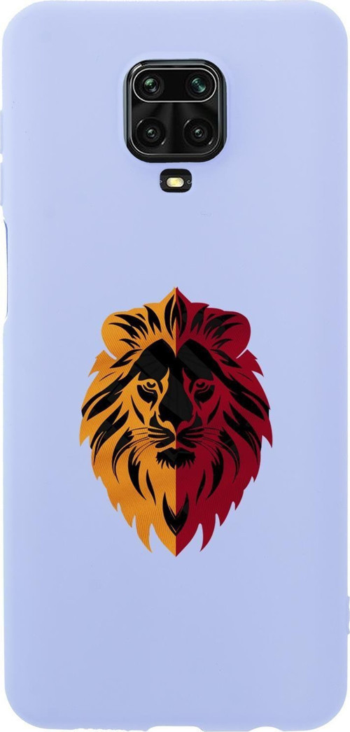 Xiaomi Redmi Note 9S Uyumlu Sarı Kırmızı Aslan Desenli Premium Silikonlu Telefon Kılıfı