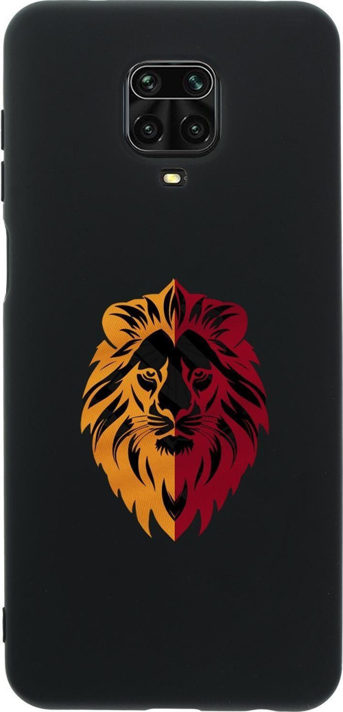 Xiaomi Redmi Note 9S Uyumlu Sarı Kırmızı Aslan Desenli Premium Silikonlu Telefon Kılıfı