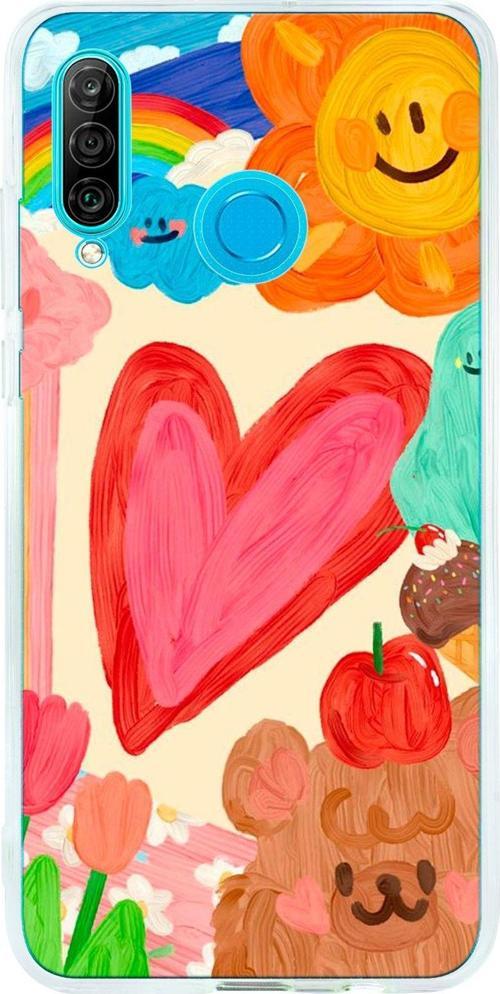 Huawei P30 Lite Uyumlu Funny Desenli Şeffaf Silikonlu Telefon Kılıfı