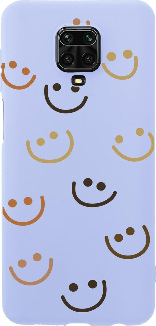 Xiaomi Redmi Note 9S Smile Premium Silikonlu Lila Telefon Kılıfı
