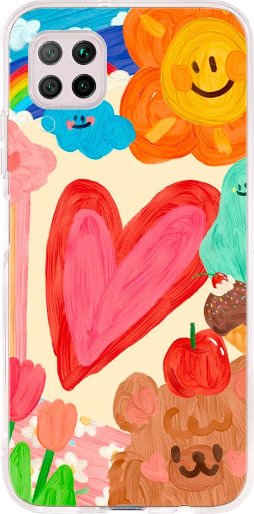 Huawei P40 Lite Uyumlu Funny Desenli Şeffaf Silikonlu Telefon Kılıfı