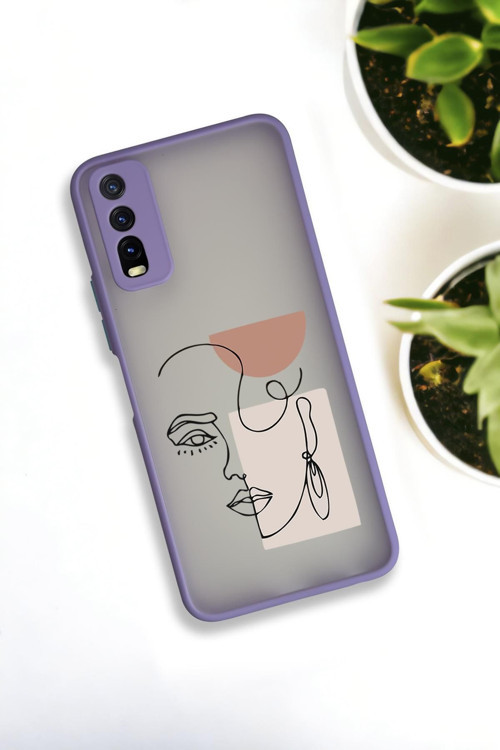 Vivo Y20 Uyumlu Women Art Desenli Buzlu Şeffaf Lüx Telefon Kılıfı
