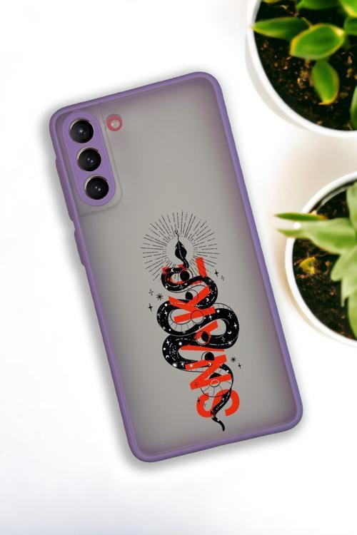 Samsung S21 Plus Uyumlu Snake Desenli Buzlu Şeffaf Lüx Telefon Kılıfı