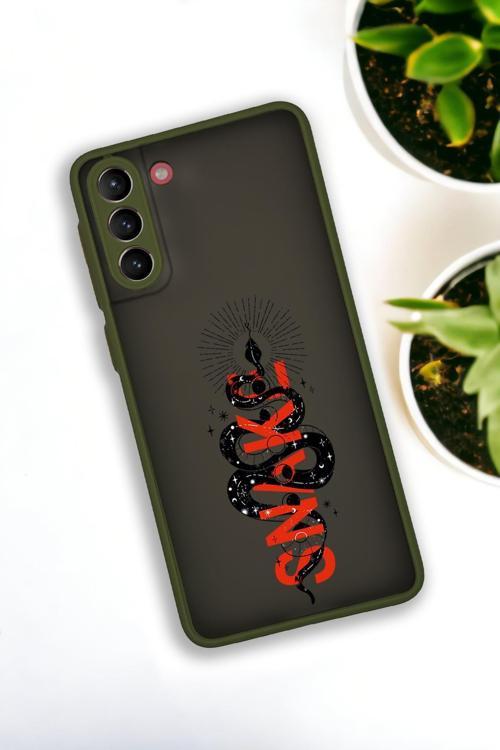 Samsung S21 Plus Uyumlu Snake Desenli Buzlu Şeffaf Lüx Telefon Kılıfı