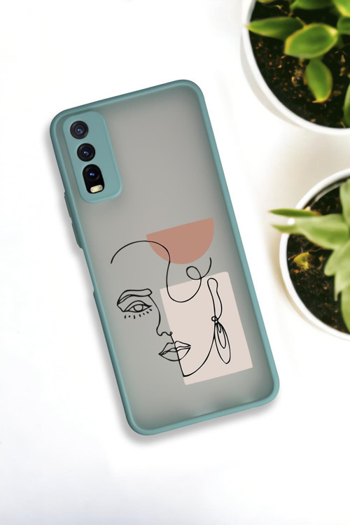Vivo Y20 Uyumlu Women Art Desenli Buzlu Şeffaf Lüx Telefon Kılıfı