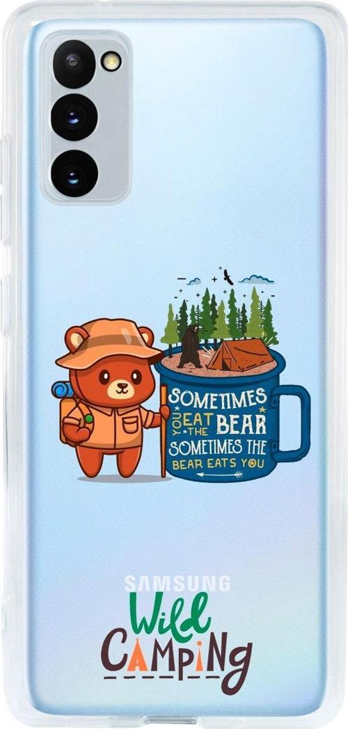 Samsung S20 Fe Uyumlu Wild Camping Tasarımlı Premium Şeffaf Silikon Kılıf