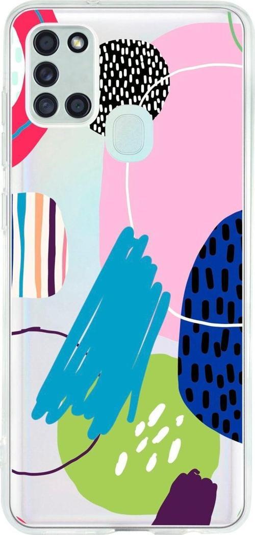 Uyumlu Samsung A21S Art Design Desenli Premium Şeffaf Silikon Kılıf