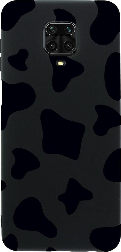 Xiaomi Redmi Note 9S Inek Desenli Premium Silikonlu Siyah Telefon Kılıfı