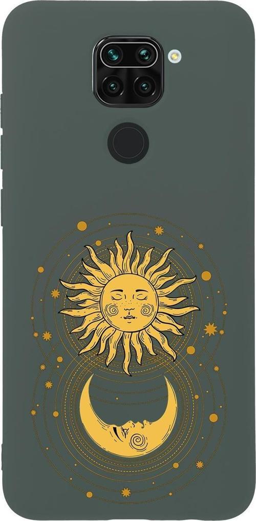 Xiaomi Redmi Note 9 Uyumlu Moon And Sun Desenli Premium Silikonlu Lansman Telefon Kılıfı