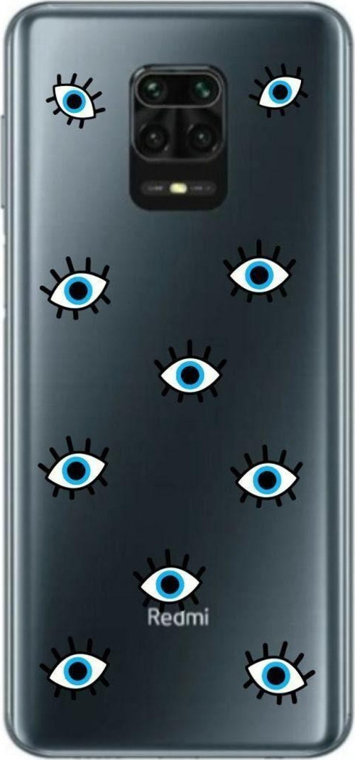 Xiaomi Redmi Note 9S Nazar Gözler Desenli Şeffaf Telefon Kılıfı