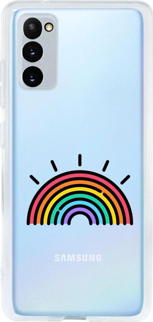 Samsung S20 Fe Uyumlu Gökkuşağı Desenli Premium Şeffaf Silikon Kılıf