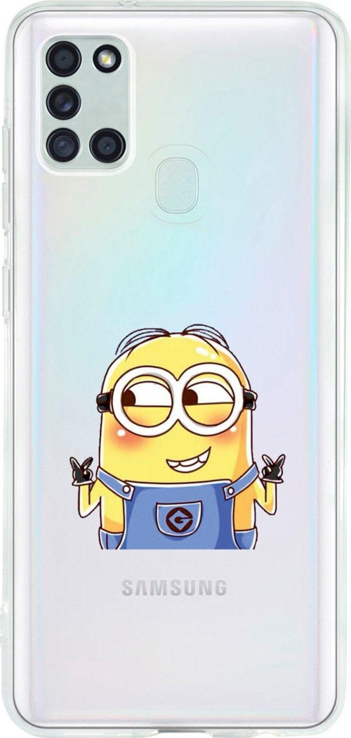 Uyumlu Samsung A21S Minions Desenli Premium Şeffaf Silikon Kılıf