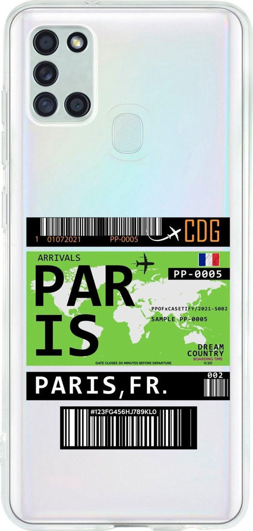 Uyumlu Samsung A21S Paris Bilet Tasarımlı Premium Şeffaf Silikon Kılıf