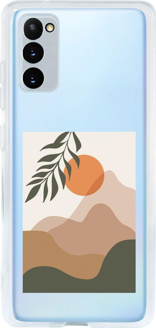 Samsung S20 Fe Uyumlu Landscape With Sun Desenli Premium Şeffaf Silikon Kılıf