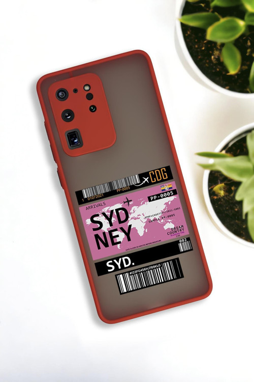 Samsung S20 Ultra Uyumlu Sydney Ticket Desenli Buzlu Şeffaf Lüx Telefon Kılıfı
