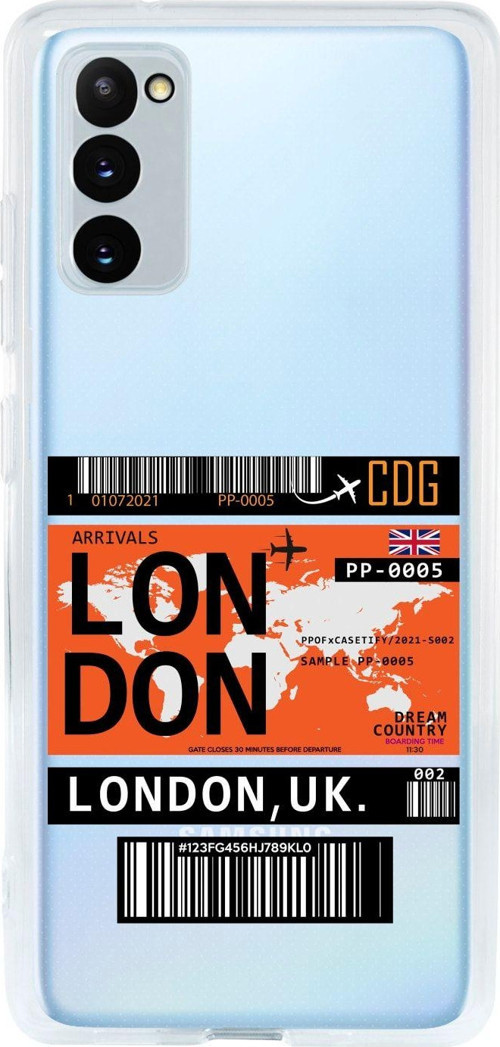 Samsung S20 Fe Uyumlu London Bilet Tasarımlı Premium Şeffaf Silikon Kılıf
