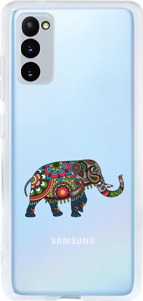 Samsung S20 Fe Uyumlu Mandala Fil Desenli Premium Şeffaf Silikon Kılıf