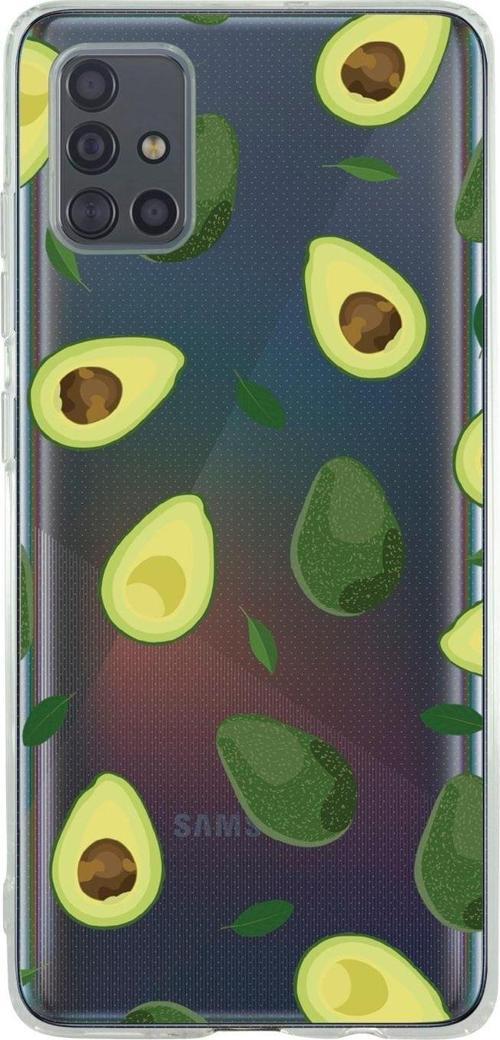 Uyumlu Samsung A71 Avokado Desenli Premium Şeffaf Silikon Kılıf