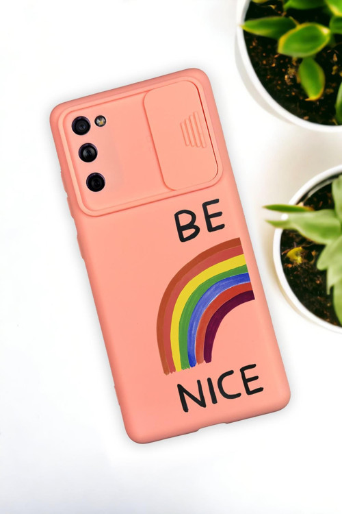 Samsung S21 Uyumlu Be Nice Desenli Kamera Koruma Slider Kapaklı Silikonlu Telefon Kılıfı