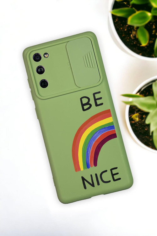 Samsung S21 Uyumlu Be Nice Desenli Kamera Koruma Slider Kapaklı Silikonlu Telefon Kılıfı