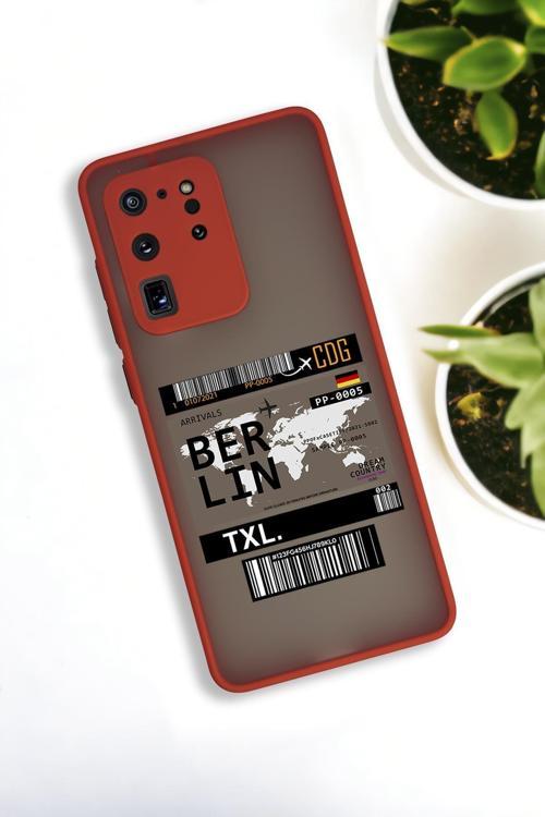 Samsung S20 Ultra Uyumlu Berlin Ticket Desenli Buzlu Şeffaf Lüx Telefon Kılıfı
