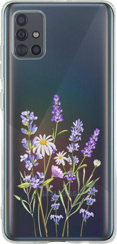 Uyumlu Samsung A71 Lavender Desenli Premium Şeffaf Silikon Kılıf