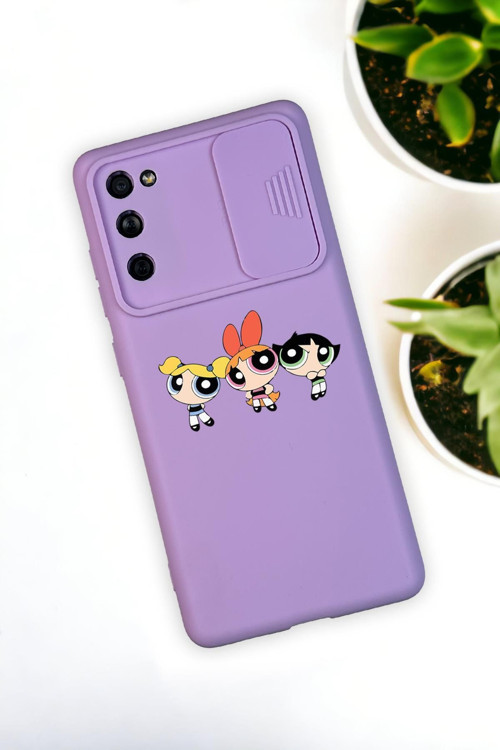 Samsung S21 Uyumlu Powerpuff Girls Desenli Kamera Koruma Slider Kapaklı Silikonlu Telefon Kılıfı