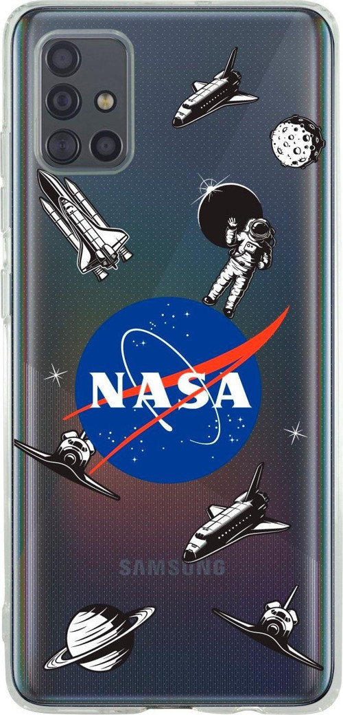 Uyumlu Samsung A71 Nasa Desenli Premium Şeffaf Silikon Kılıf