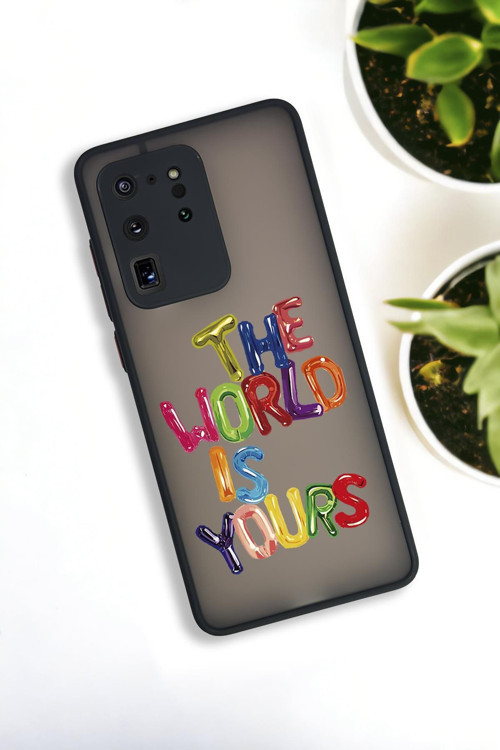Samsung S20 Ultra Uyumlu The World Desenli Buzlu Şeffaf Lüx Telefon Kılıfı