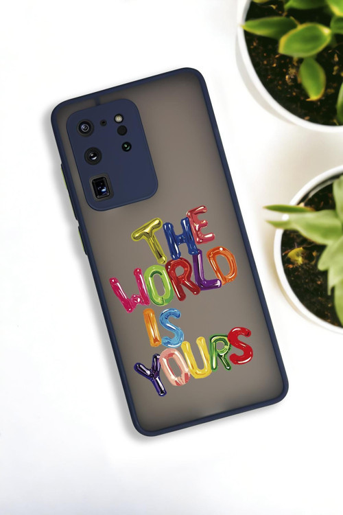 Samsung S20 Ultra Uyumlu The World Desenli Buzlu Şeffaf Lüx Telefon Kılıfı