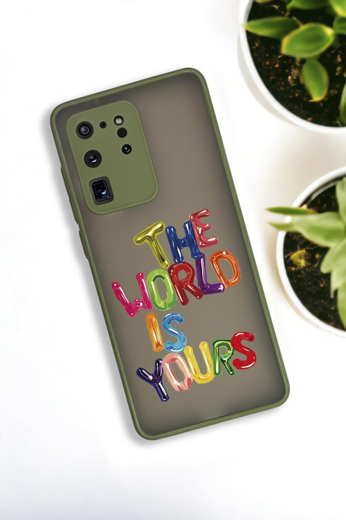 Samsung S20 Ultra Uyumlu The World Desenli Buzlu Şeffaf Lüx Telefon Kılıfı