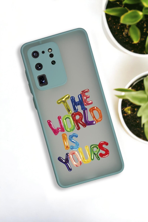 Samsung S20 Ultra Uyumlu The World Desenli Buzlu Şeffaf Lüx Telefon Kılıfı